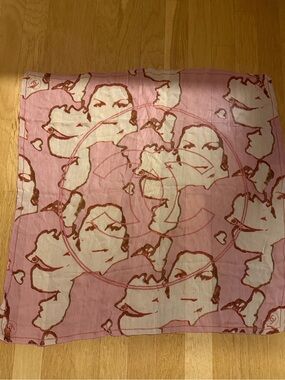CHANEL Pink Cream Silk Scarf